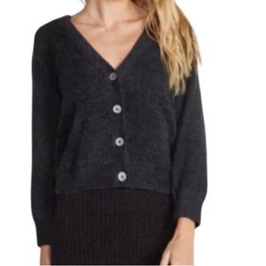 Barefoot Dreams Diamond Pointelle Cardigan Black Button-Up Sweater cardigan